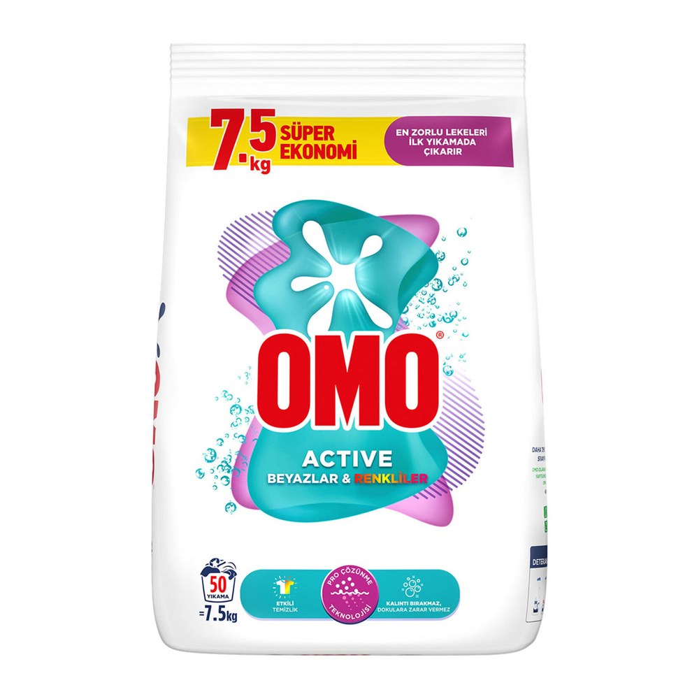 Omo Matik Active Toz Çamaşır Deterjanı Beyazlar ve Renkliler 9 kg