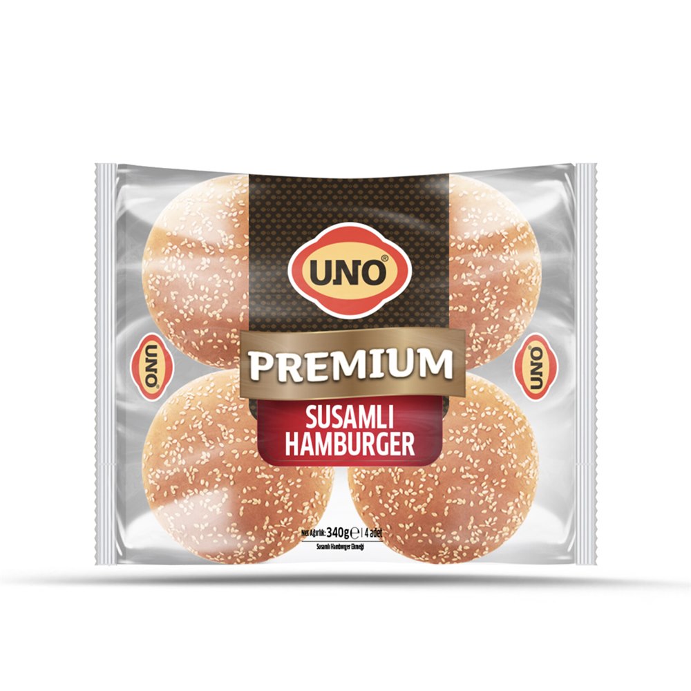 Uno Premium Susamlı Hamburger Ekmeği 4'lü 340 g
