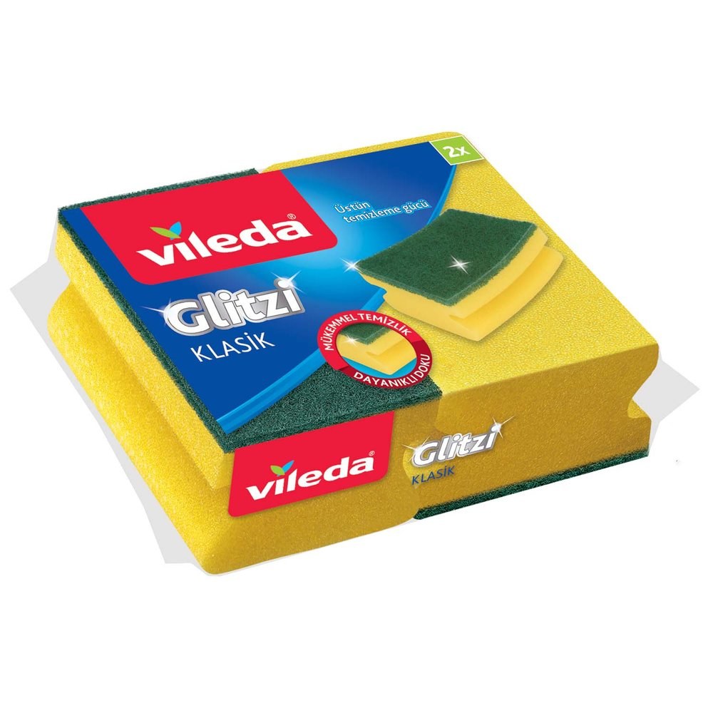 Vileda Glitzi Bulaşık Süngeri Oluklu Yeşil 1+1
