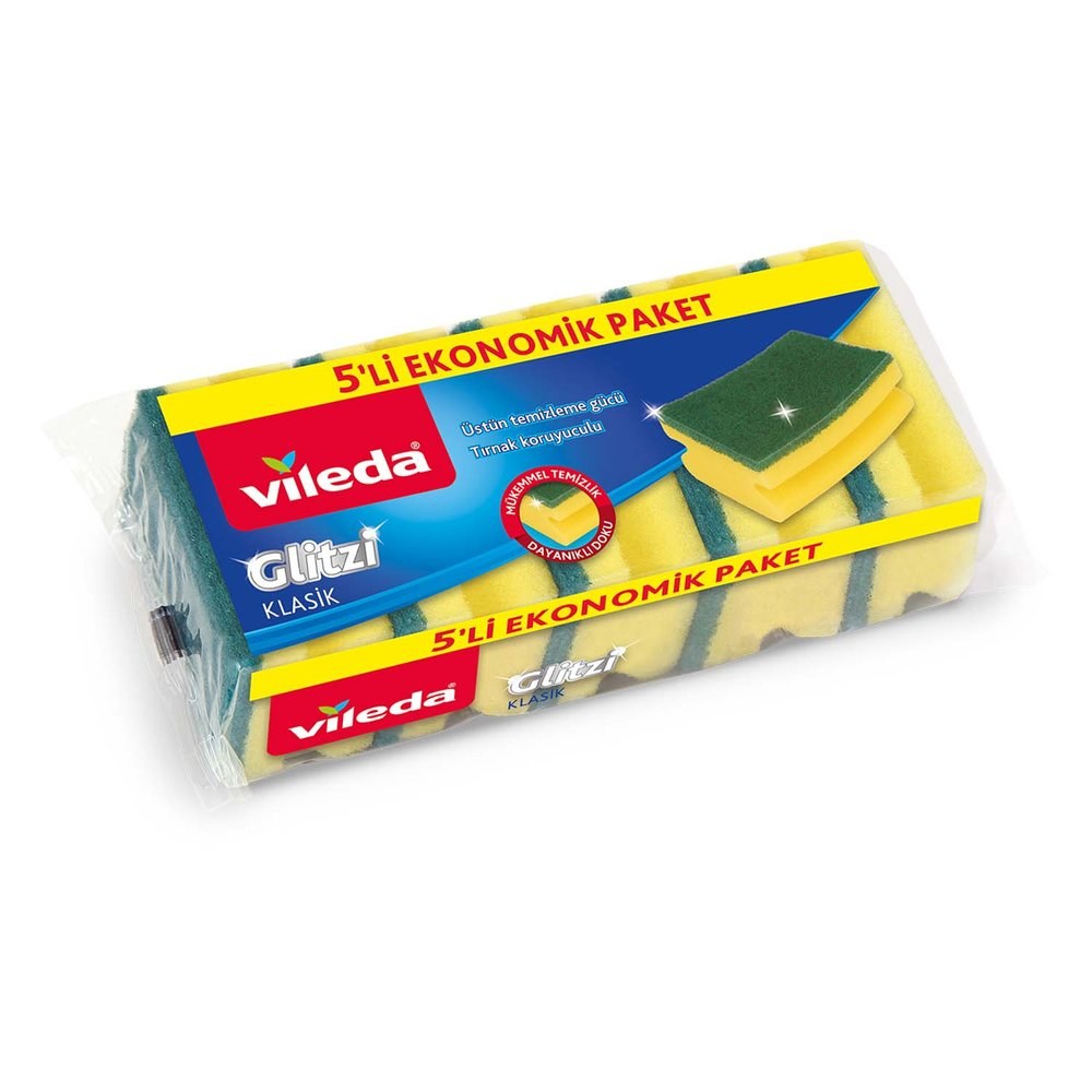 Vileda Glitzi Bulaşık Süngeri Oluklu Yeşil 5'li