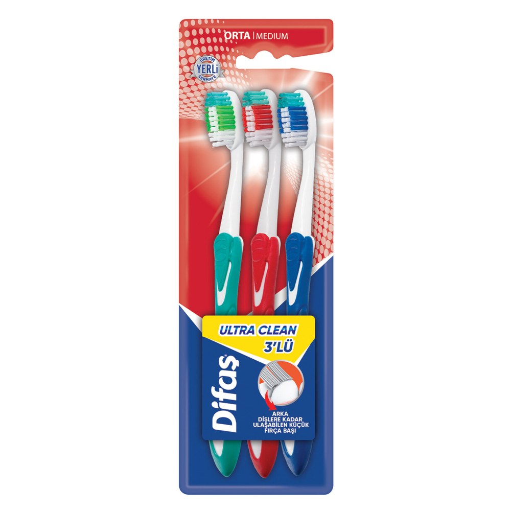 Difaş Diş Fırçası Ultra Clean Orta 2'li