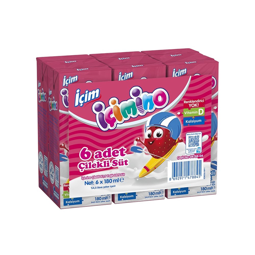 İçimino Çilekli Süt 6×180 ml