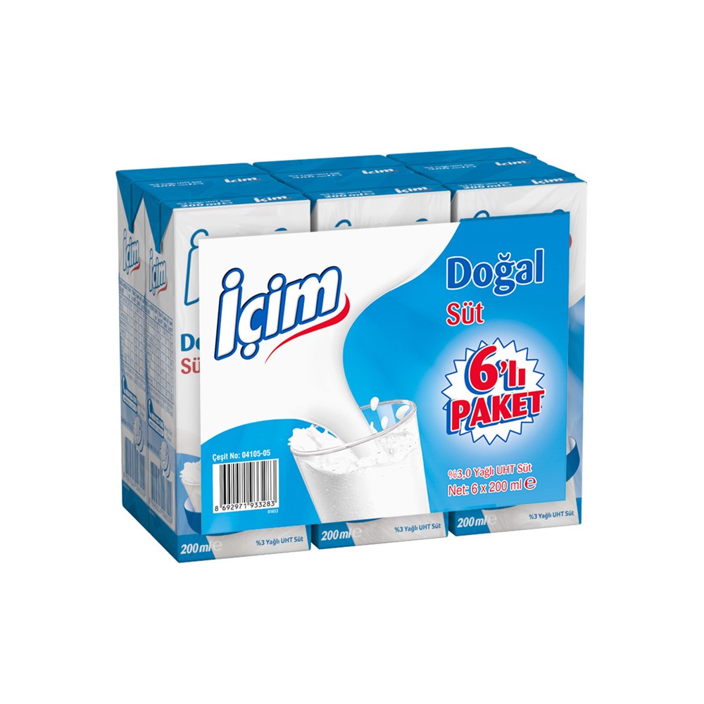 İçim Sade Süt 6×200 ml
