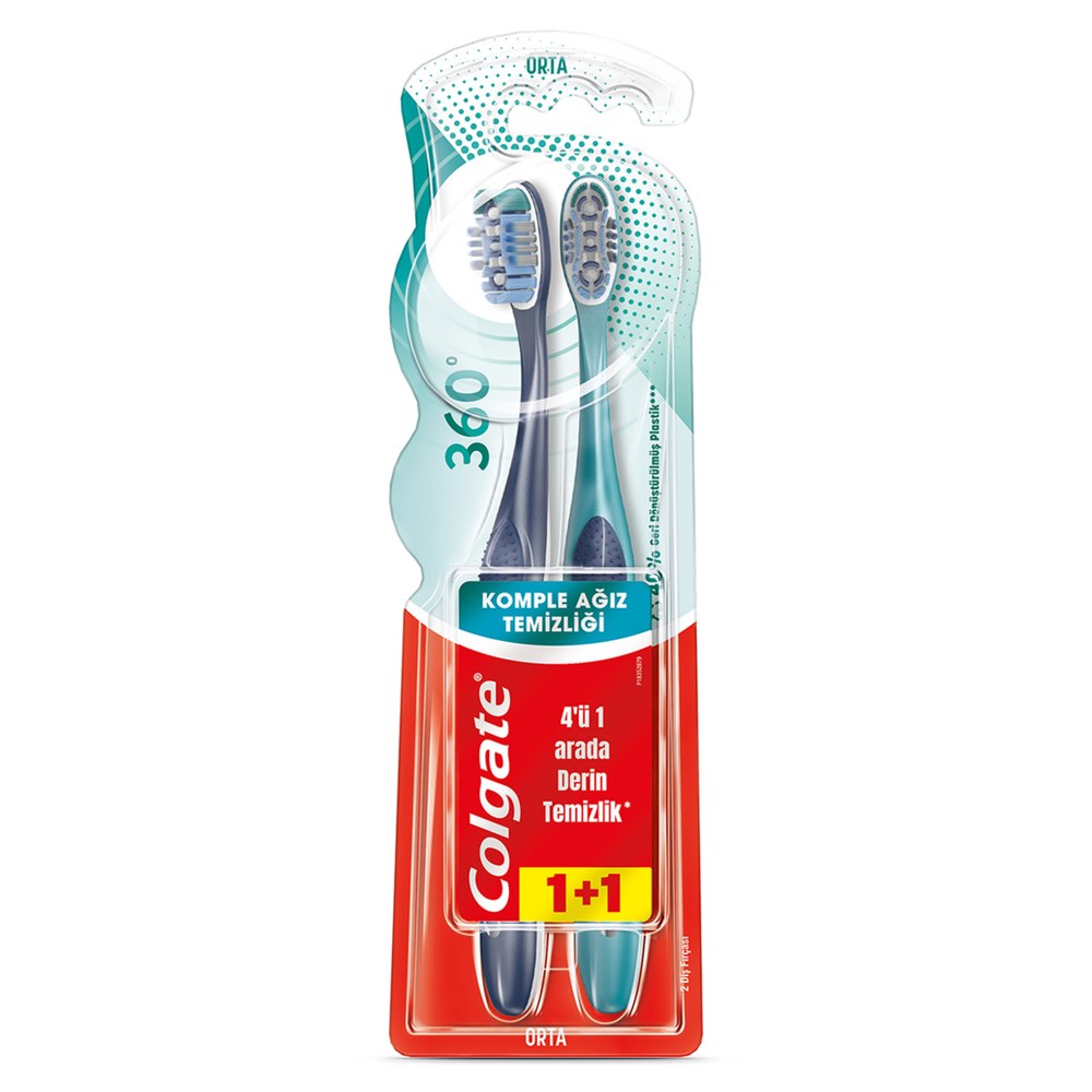 Colgate 360 Derece Diş Fırçası Orta Yumuşak 1+1
