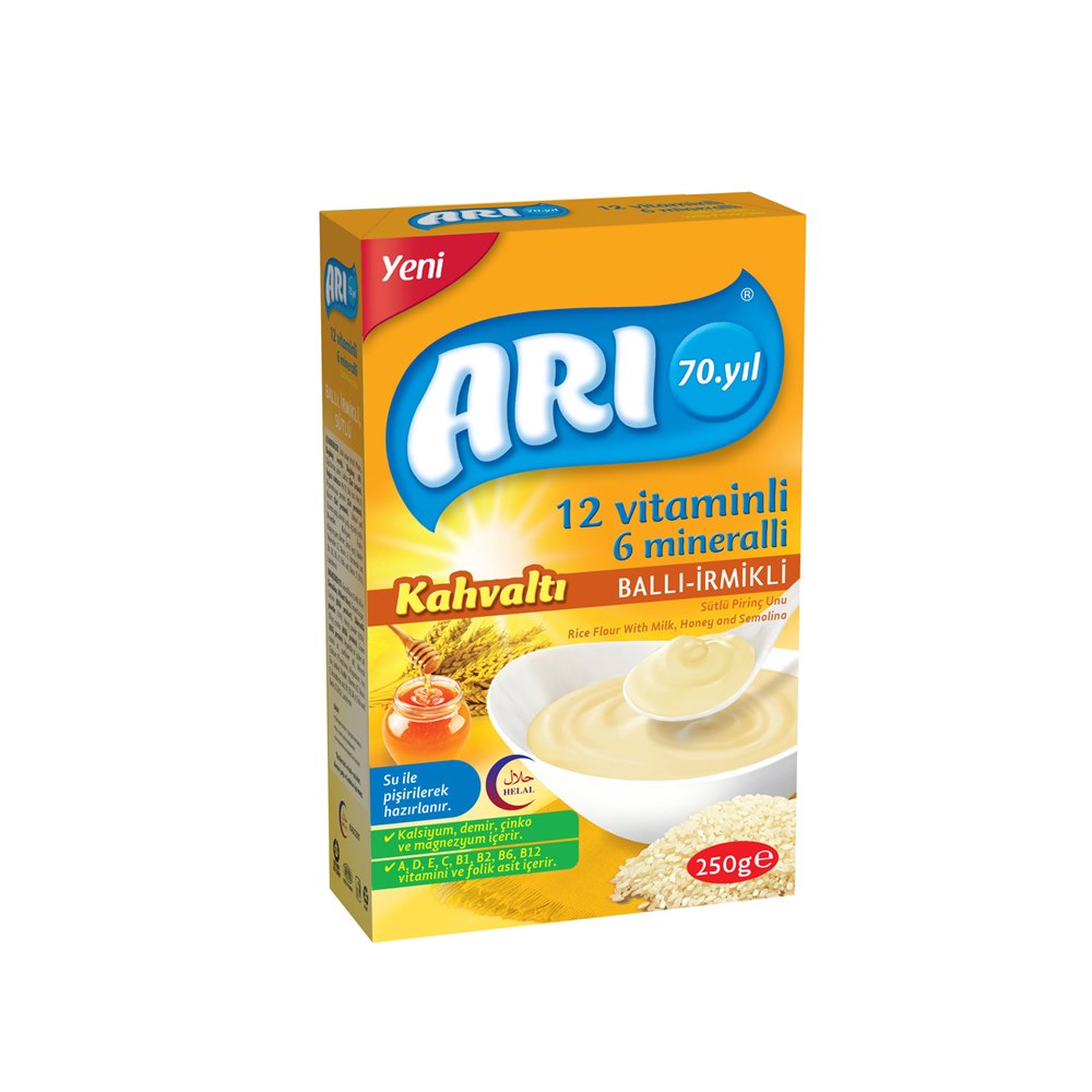 Arı Sütlü Ballı İrmikli Kaşık Maması 12 Vitamin 6 Mineral 250 g