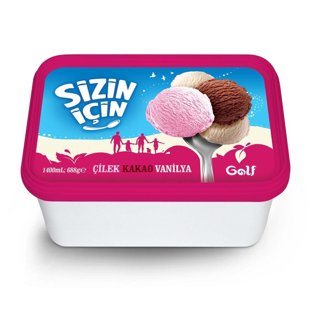 Golf Sizin İçin Dondurma Kakao Vanilya Çilek 1400 ml
