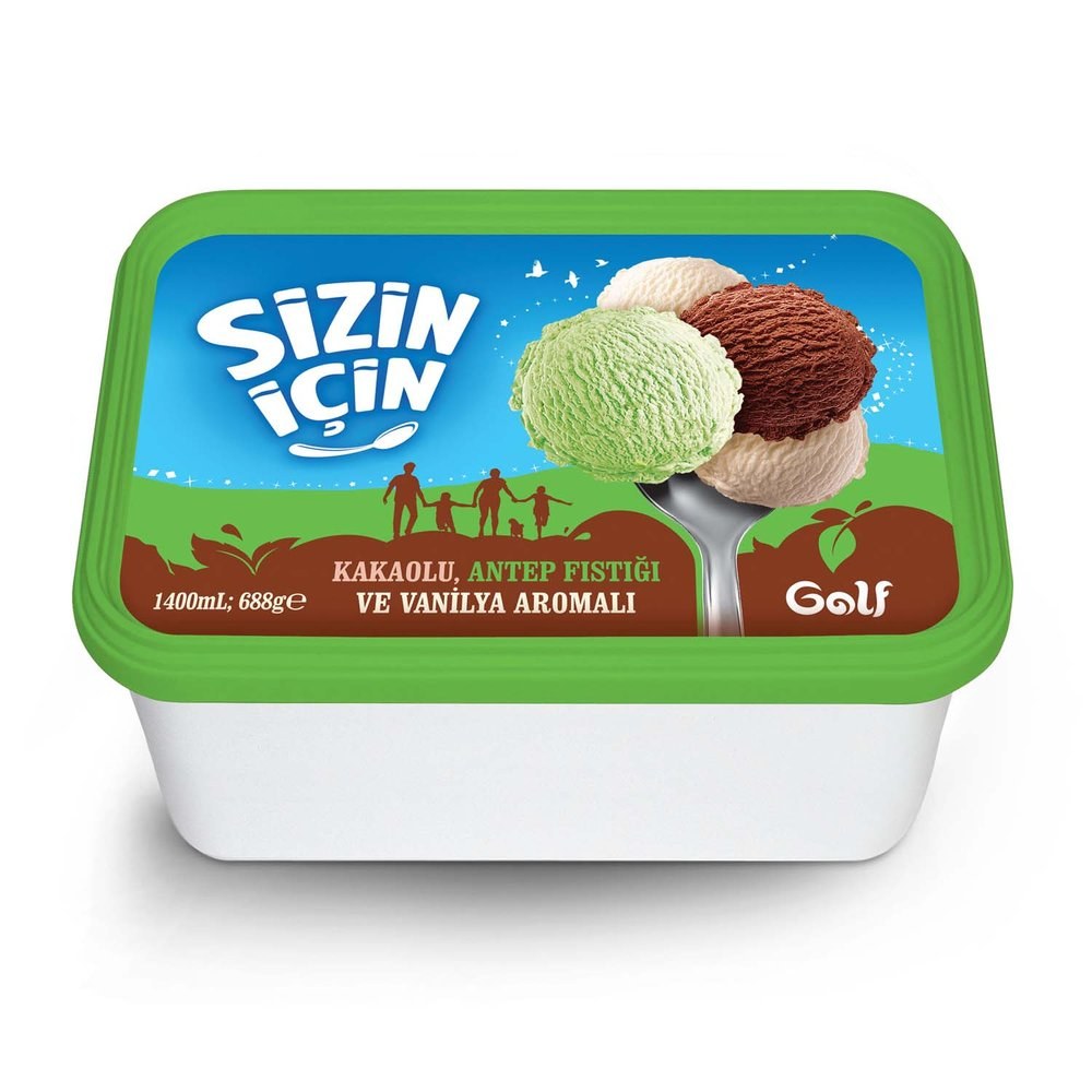 Golf Sizin İçin Dondurma Kakao Vanilya Antep Fıstıklı 1400 ml