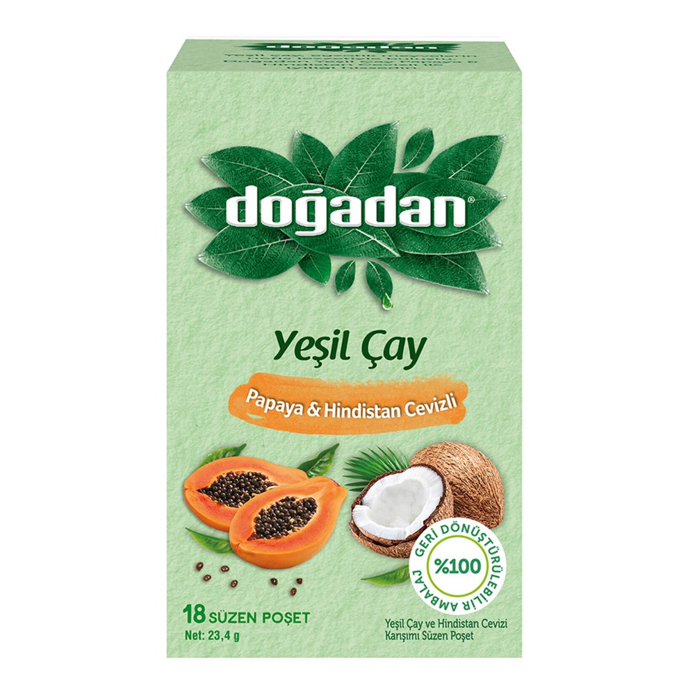 Doğadan Yeşil Çay Papaya-Hindistan Cevizi 23,4 g