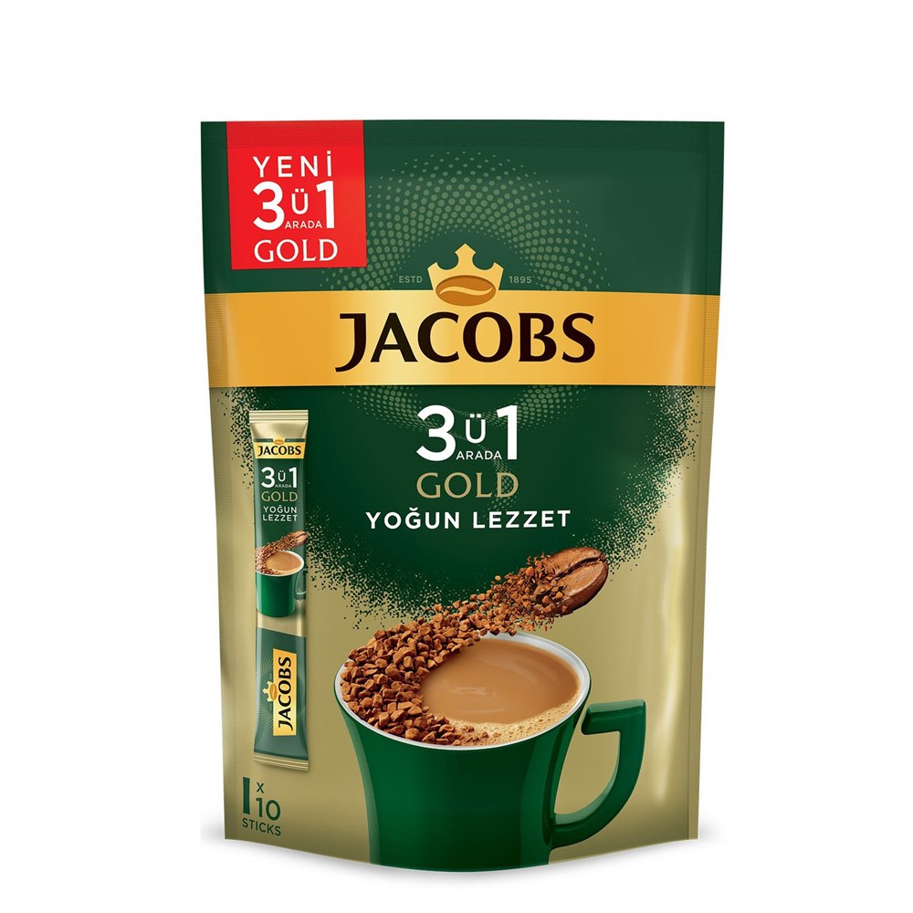 Jacobs 3'ü 1 Arada Gold Yoğun Lezzet 10'lu Paket 10×18 g