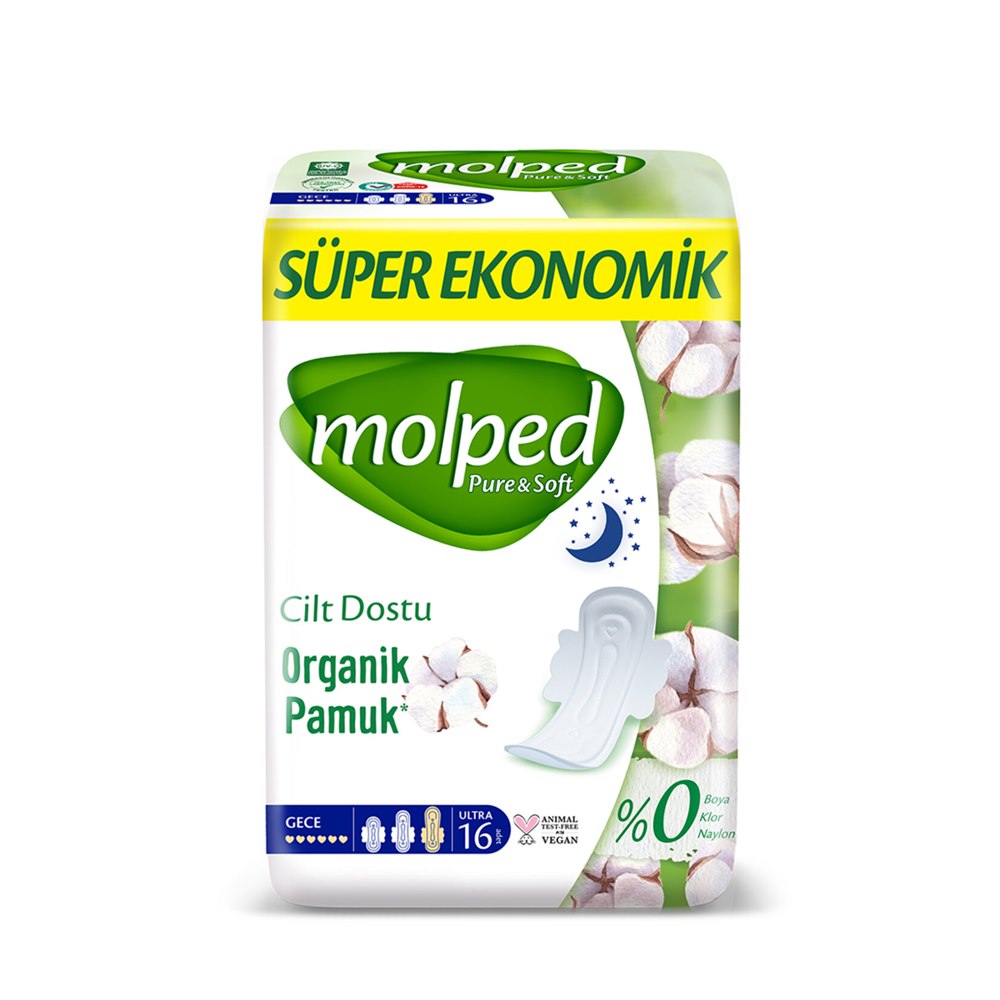 Molped Pure&Soft Süper Eko Gece Hijyenik Ped 16'lı