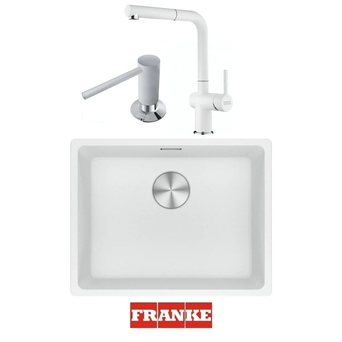 Franke Maris MRG 110-52 Eviye - Active Spiralli Armatür - Sıvı Sabunluk Evye Batarya Set Bianco - FRANKE - Ürün Görseli 1