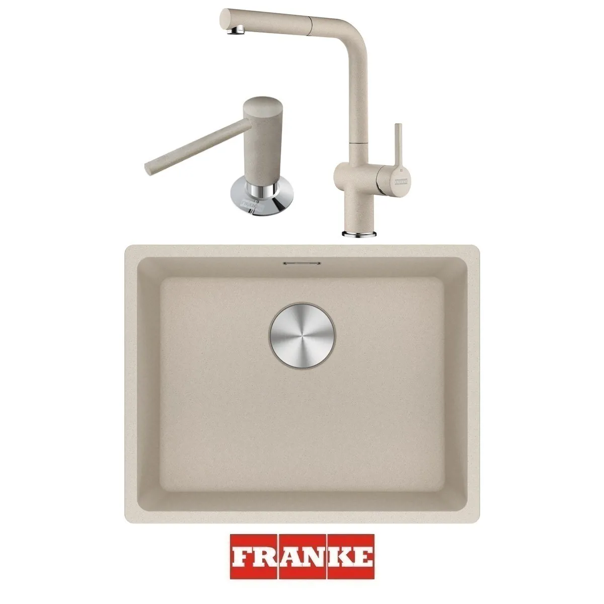 Franke Maris MRG 110-52 Eviye - Active Spiralli Armatür - Sıvı Sabunluk Evye Batarya Set Sahara - FRANKE - Ürün Görseli 1