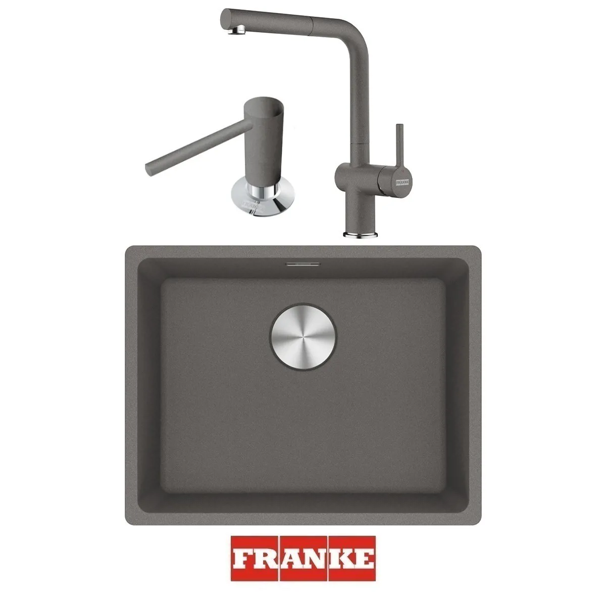 Franke Maris MRG 110-52 Eviye - Active Spiralli Armatür - Sıvı Sabunluk Evye Batarya Set Stone Grey - FRANKE - Ürün Görseli 1