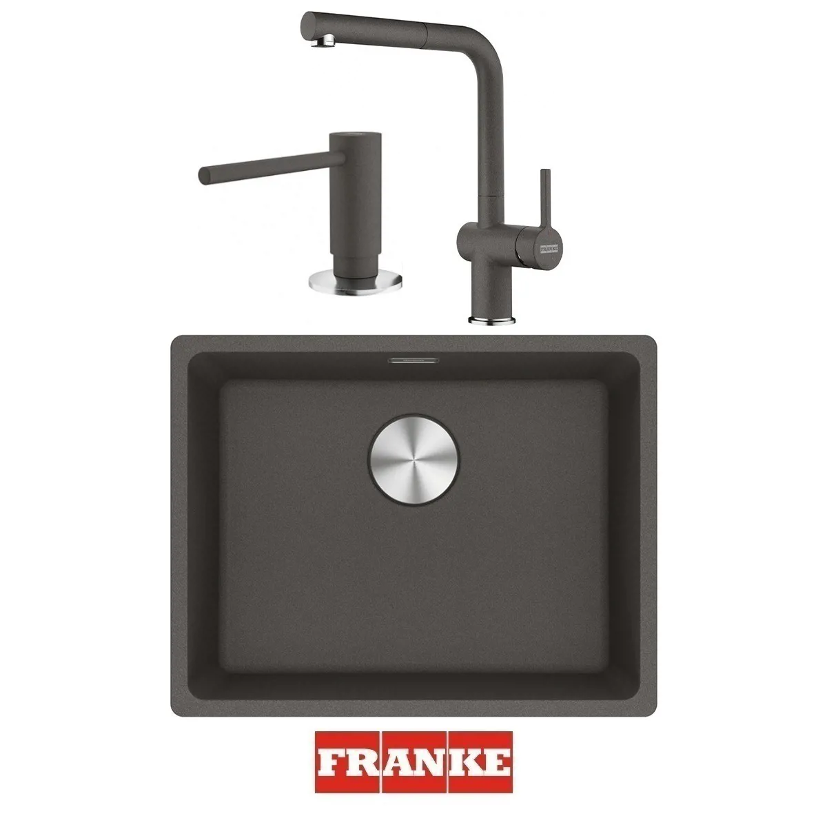 Franke Maris MRG 110-52 Eviye - Active Spiralli Armatür - Sıvı Sabunluk Evye Batarya Set Slate Grey - FRANKE - Ürün Görseli 1