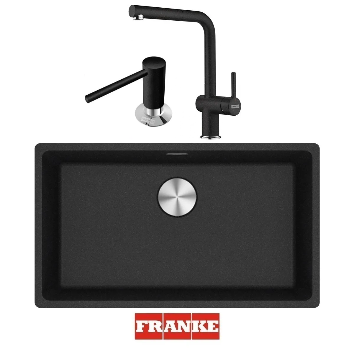Franke Maris MRG 110-72 Eviye - Active Spiralli Armatür - Sıvı Sabunluk Evye Batarya Set Nero - FRANKE - Ürün Görseli 1