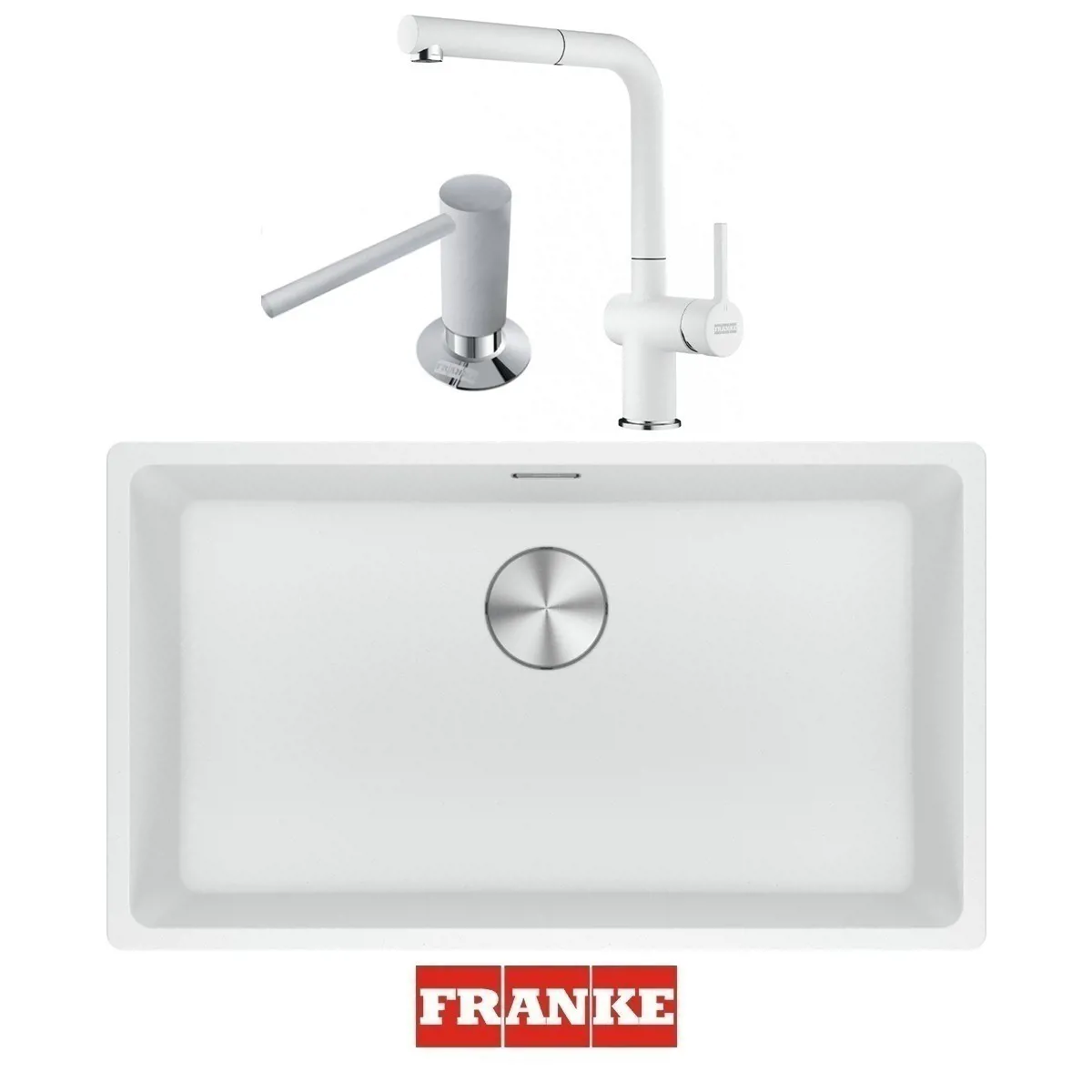 Franke Maris MRG 110-72 Eviye - Active Spiralli Armatür - Sıvı Sabunluk Evye Batarya Set Bianco - FRANKE - Ürün Görseli 1