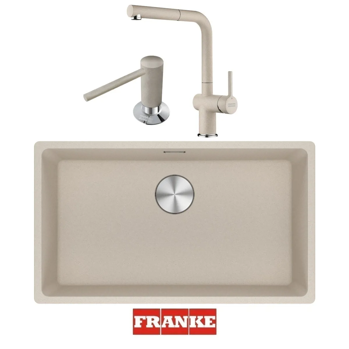 Franke Maris MRG 110-72 Eviye - Active Spiralli Armatür - Sıvı Sabunluk Evye Batarya Set Sahara - FRANKE - Ürün Görseli 1