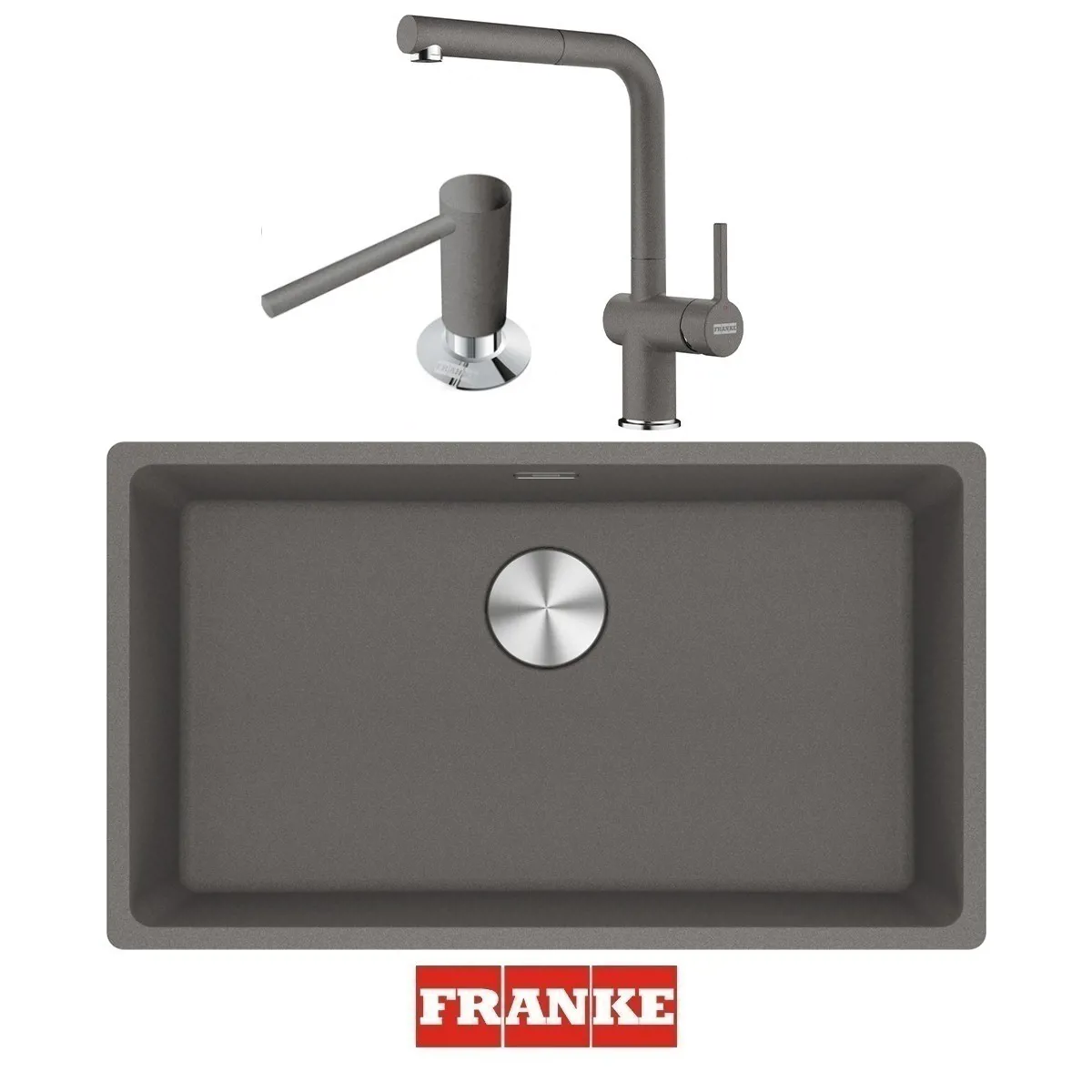 Franke Maris MRG 110-72 Eviye - Active Spiralli Armatür - Sıvı Sabunluk Evye Batarya Set Stone Grey - FRANKE - Ürün Görseli 1