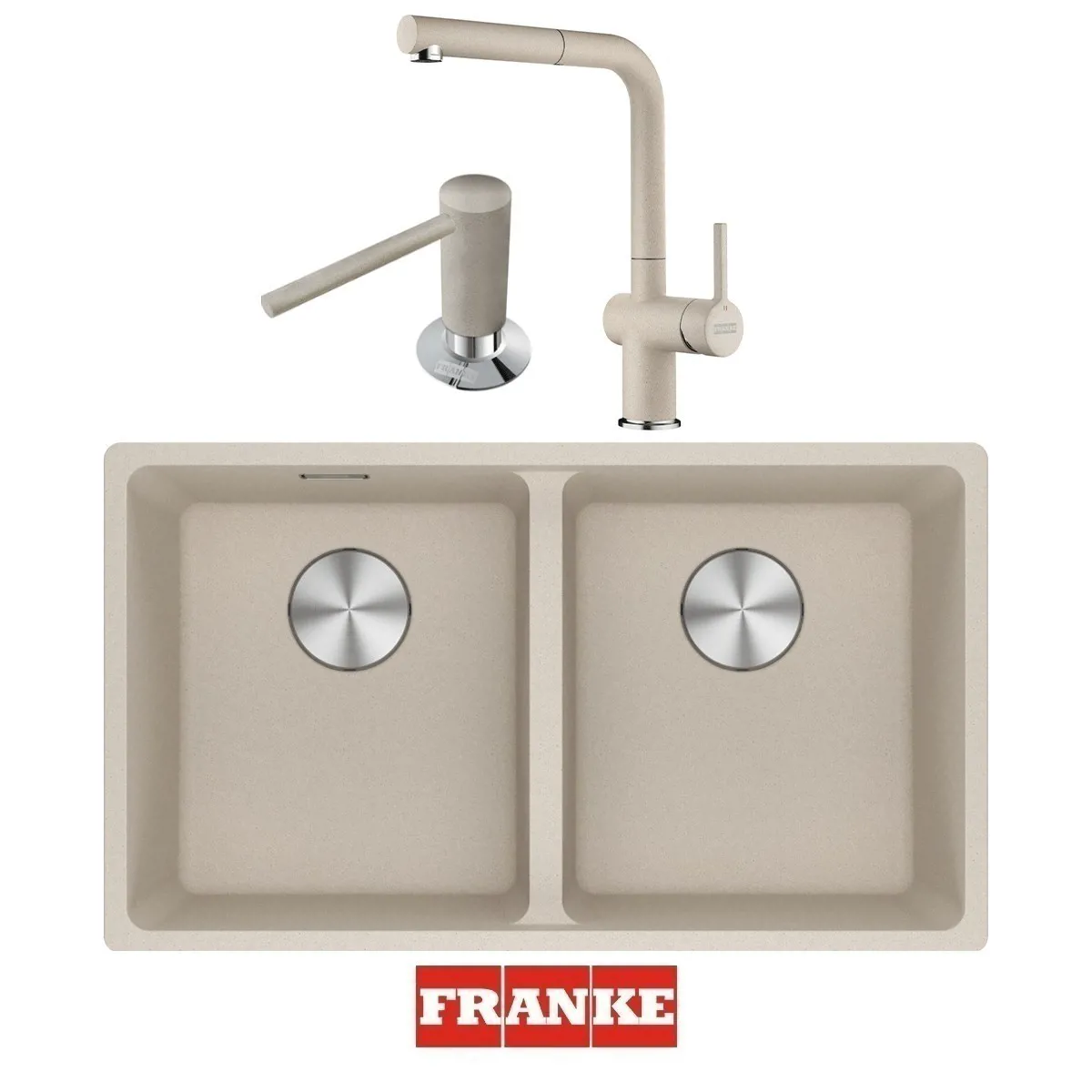 Franke Maris MRG 120-35-35 Eviye - Active Spiralli Armatür - Sıvı Sabunluk Evye Batarya Set Sahara - FRANKE - Ürün Görseli 1
