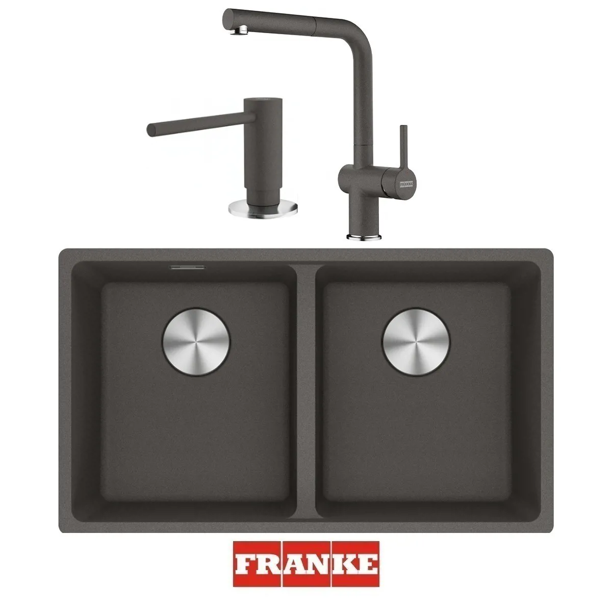 Franke Maris MRG 120-35-35 Eviye - Active Spiralli Armatür - Sıvı Sabunluk Evye Batarya Set Slate Grey - FRANKE - Ürün Görseli 1