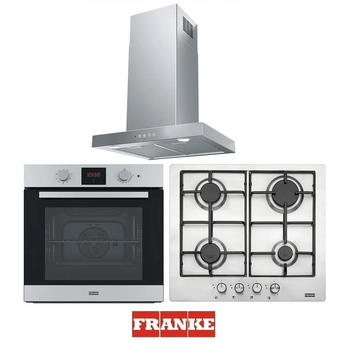 Franke FHNL 604 4G X E Ocak - FSL 86 H XS Fırın - FDF EG6 60 XS Davlumbaz Ankastre Set - FRANKE - Ürün Görseli 1
