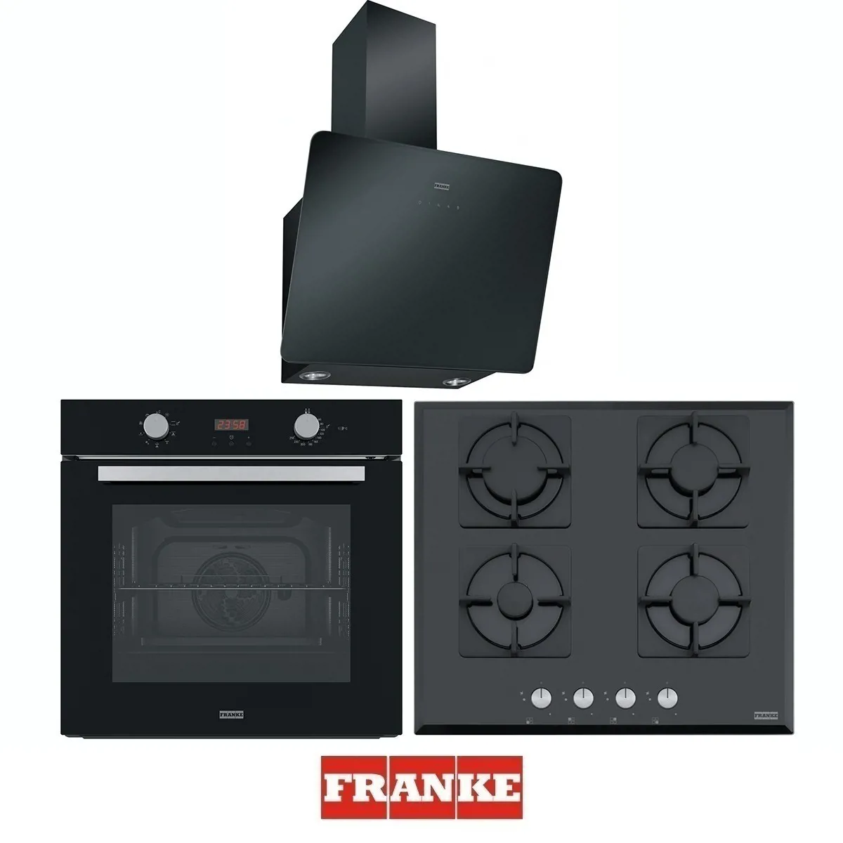 Franke FHNS 604 4G BK C Ocak - FSL 86 H BK Fırın - FPJ 615 V BK A / 600 Davlumbaz Ankastre Set - FRANKE - Ürün Görseli 1