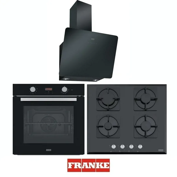 Franke FHNS 604 4G BK C Ocak - FSL 86 H BK Fırın - FPJ 615 V BK A / 600 Davlumbaz Ankastre Set - FRANKE - Ürün Görseli 1