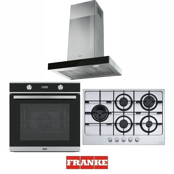 Franke FHMA 755 4G DCL XS C Ocak - FSM 86 H XS Fırın - FCR 625 TC BK/XS NG/600 Davlumbaz Ankastre Set - FRANKE - Ürün Görseli 1