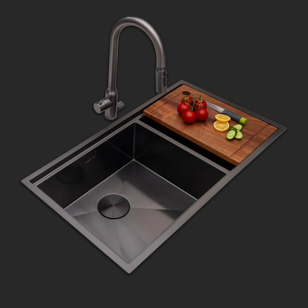 Asola El Yapımı PVD Evye (Seti) 85*x48 cm Siyah (Black) - Mase mode - Ürün Görseli 1