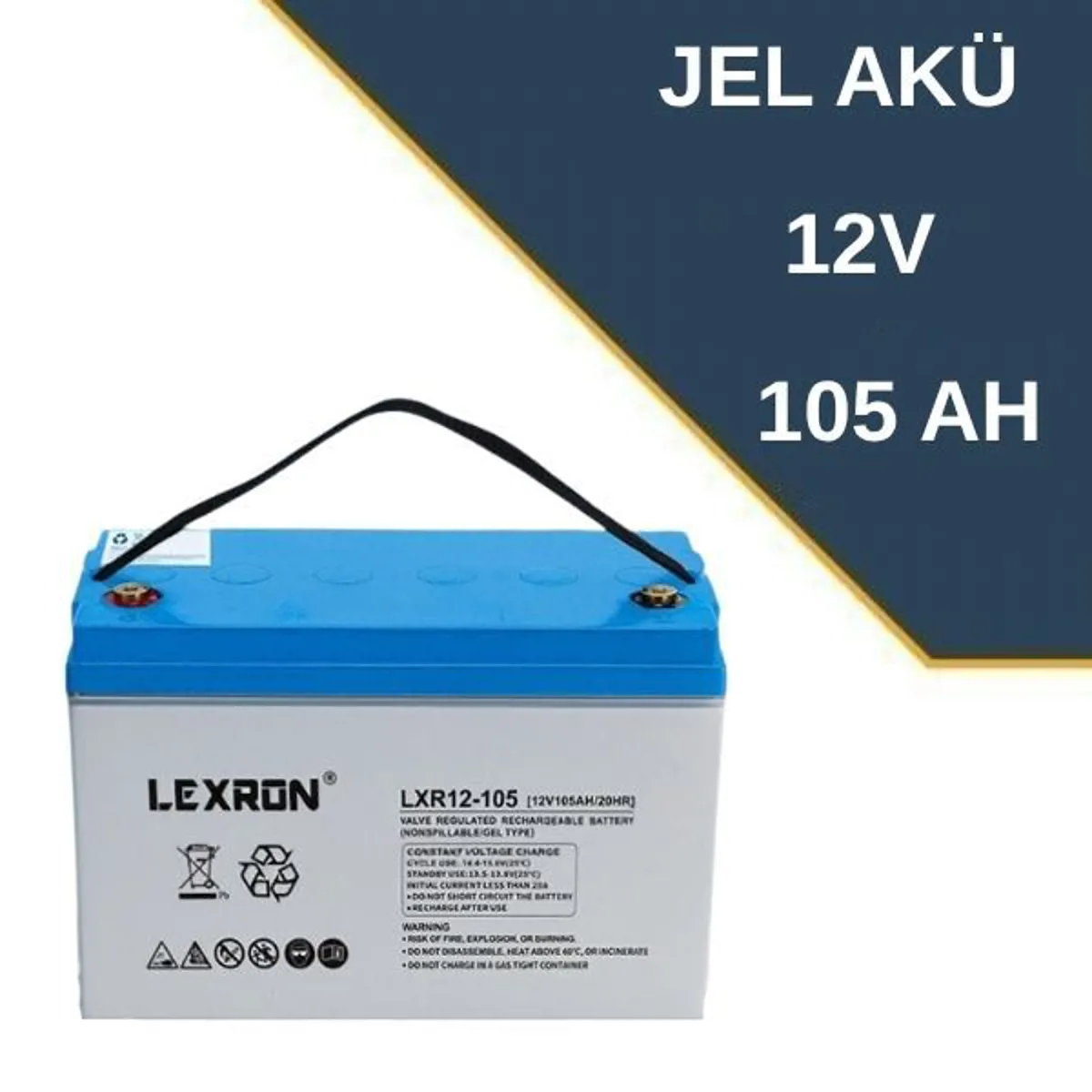 Lexron 12 Volt 105 Amper Deep Cycle Jel  Akü  - Lexron - Ürün Görseli 1