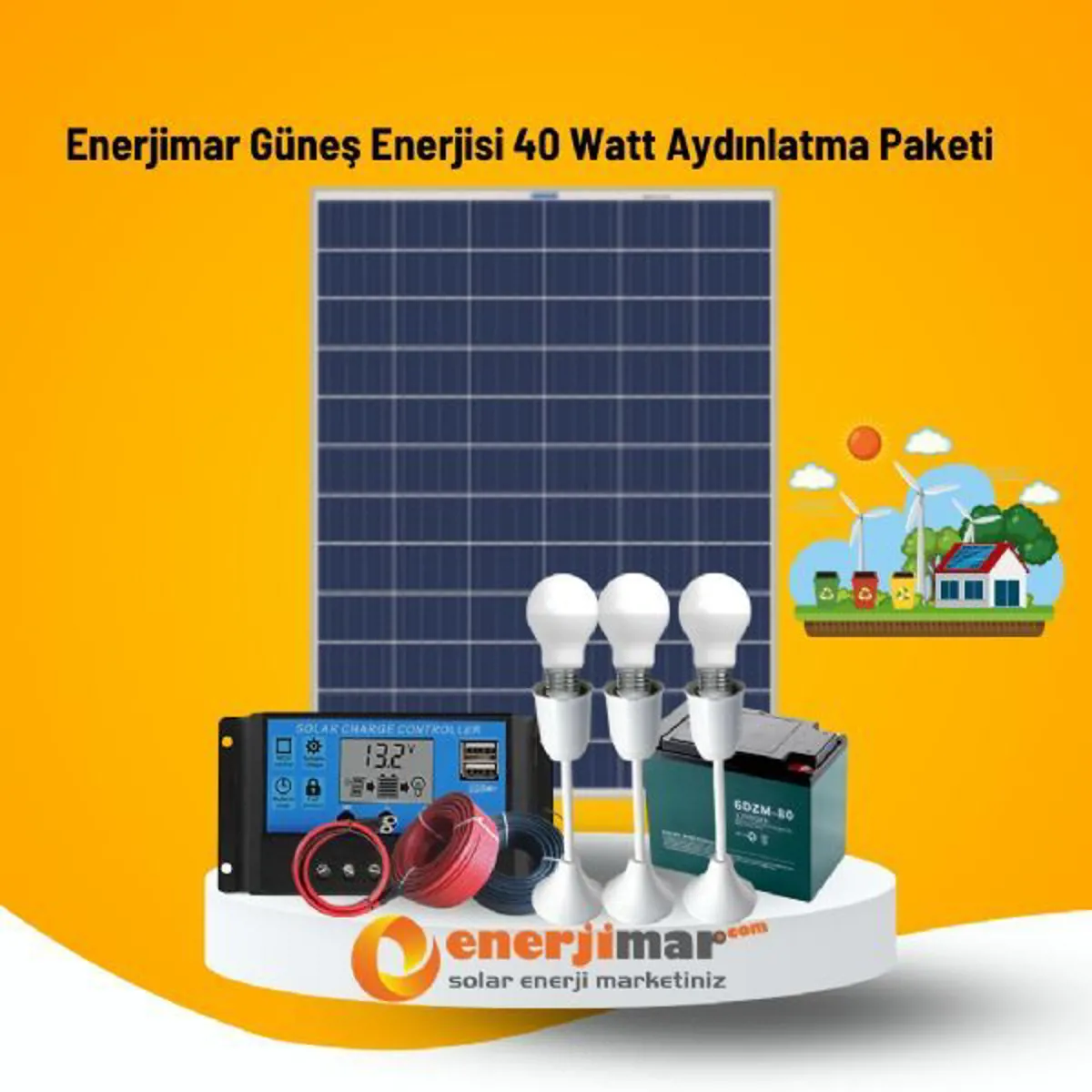 Enerjimar Güneş Enerjisi 40 Watt Aydınlatma - Ürün Görseli 1