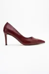 KADIN STILETTO - BORDO KIRISIK