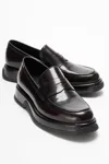 ERKEK DERİ LOAFER AYAKKABI - BORDO RUGAN