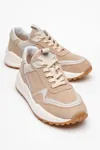 KADIN DERİ SNEAKERS - KUM SUET