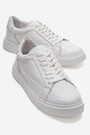 ERKEK DERİ SNEAKERS - BEYAZ
