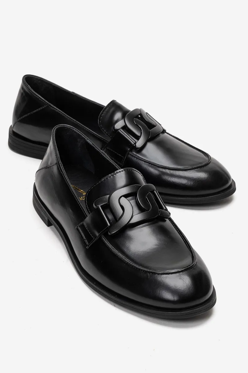 Kadın Hakiki Deri Loafer Siyah - Güler Ayakkabı - Ürün Görseli 1