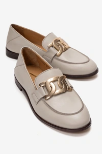 KADIN DERİ LOAFER - BEJ