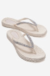 KADIN PARMAK ARASI FLIP FLOP TERLİK - KREM