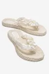 KADIN PARMAK ARASI FLIP FLOP TERLİK - KREM