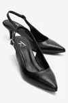 KADIN DERİ TOPUKLU ARKASI AÇIK AYAKKABI - SIYAH