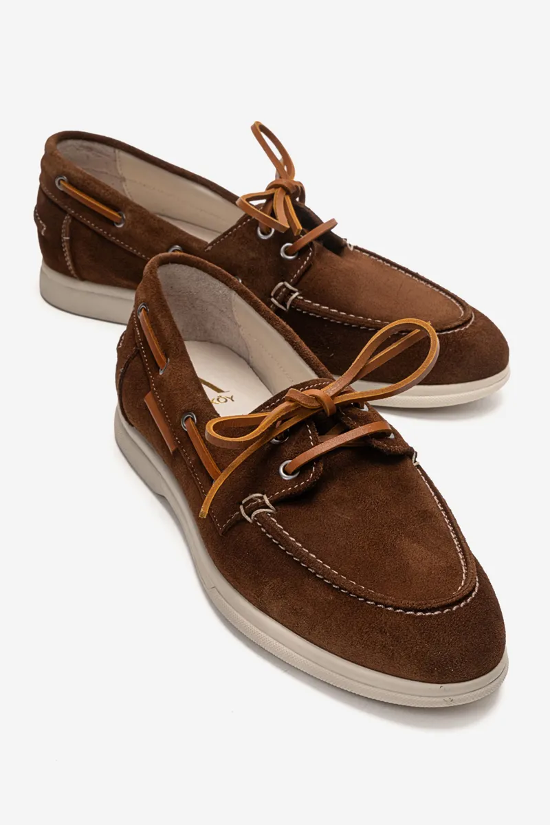 Kadın Hakiki Deri Casual Loafer Deri Bağcıklı Taba Süet - Güler Ayakkabı - Ürün Görseli 1