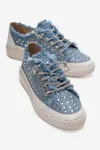 KADIN TAŞLI SNEAKERS - KOT MAVI