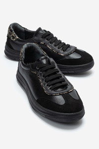 KADIN DERİ SNEAKER AYAKKABI - SIYAH SIYAH SUET