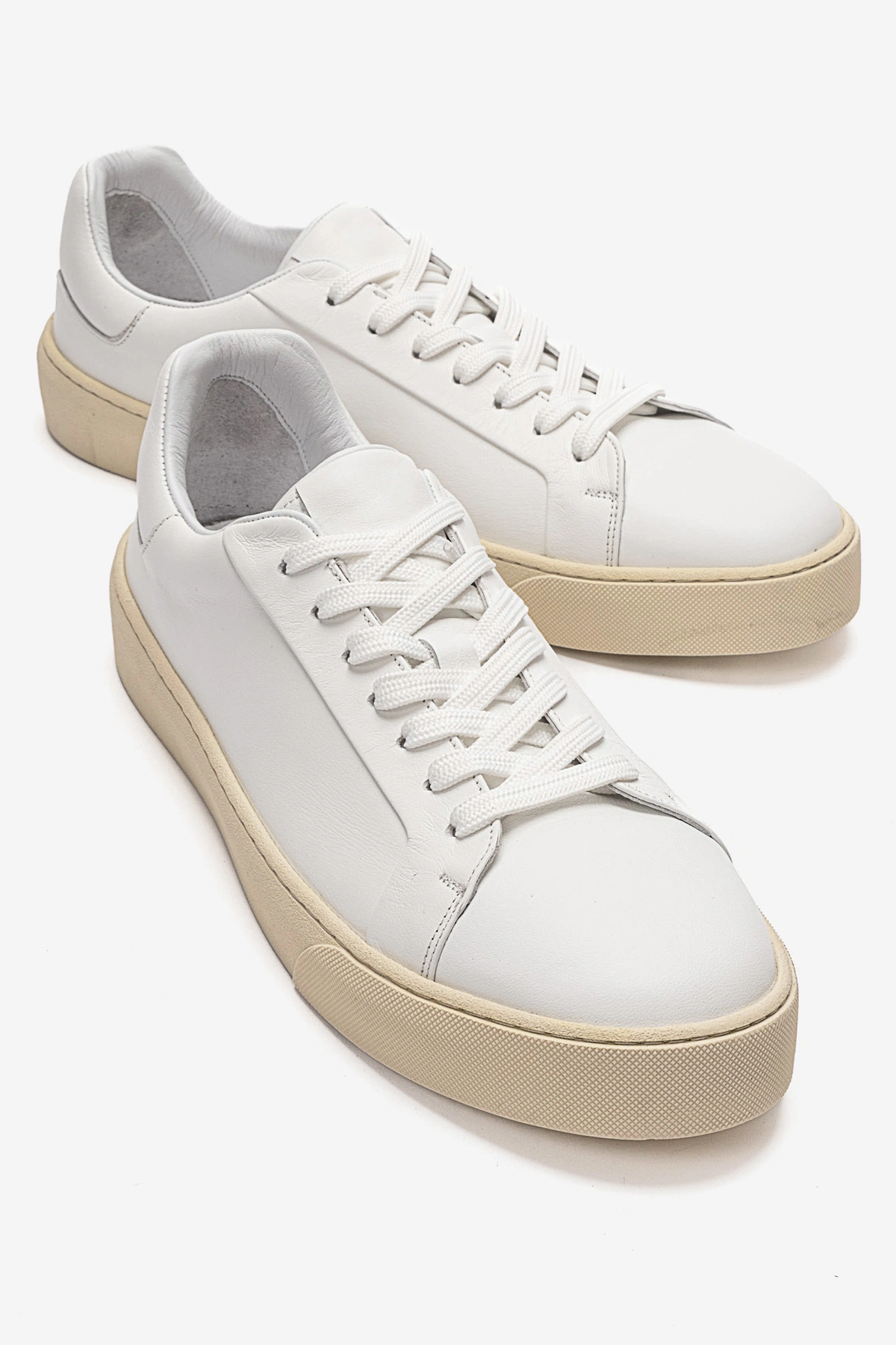Erkek Hakiki Deri Klasik Sneakers Ayakkabı Beyaz - Güler Ayakkabı - Ürün Görseli 1