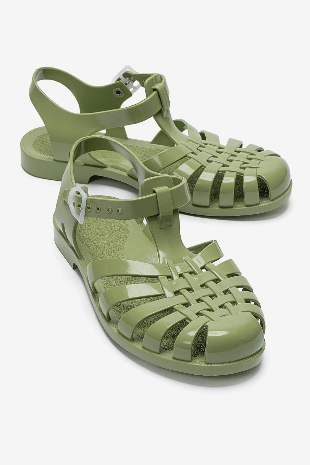 Kadın Bilekten Bağlamalı Jelly Sandalet Olive - Esk - Ürün Görseli 1