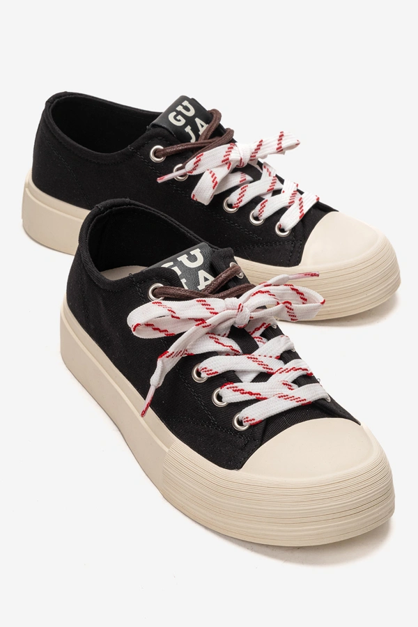 Kadın Keten Spor Ayakkabı Sneakers Siyah - Guja - Ürün Görseli 1