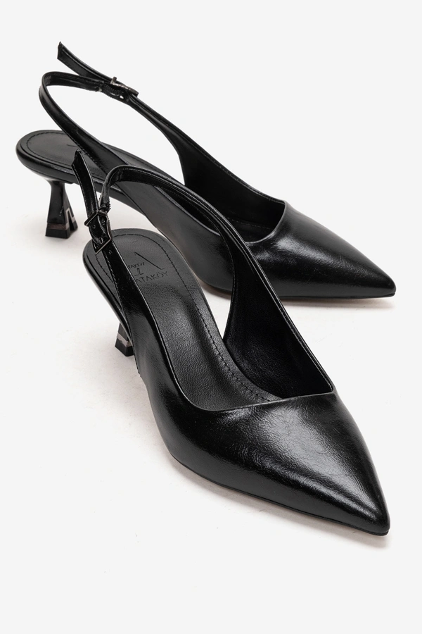 Kadın Topuklu Arkası Açık Stiletto Ayakkabı Siyah - Park Moda - Ürün Görseli 1
