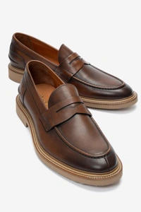ERKEK DERİ LOAFER AYAKKABI - TABA