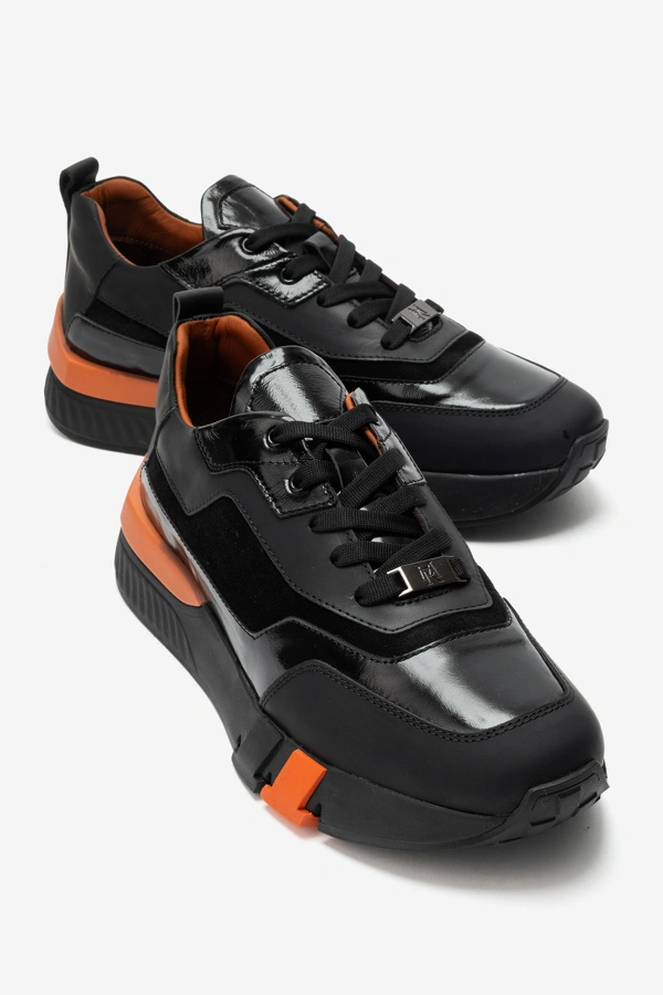 Erkek Hakiki Deri Sneakers Ayakkabı Siyah - Marcomen - Ürün Görseli 1