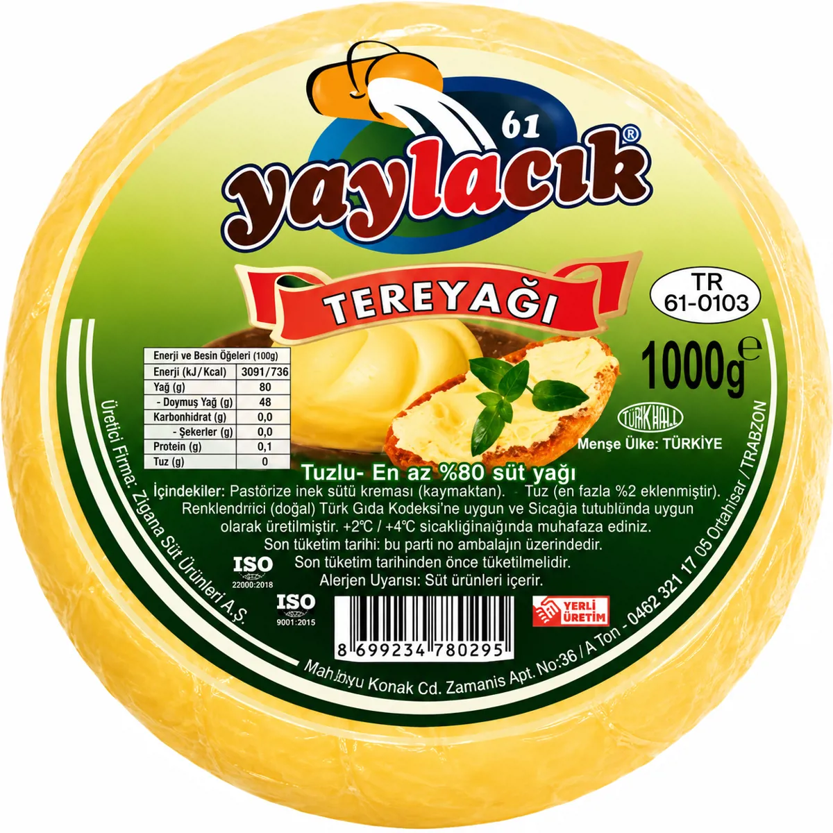 YAYLACIK SÜT ÜRÜNLERİ SAF TEREYAĞI 1 KG - YAYLACIK SÜT ÜRÜNLERİ - Ürün Görseli 1